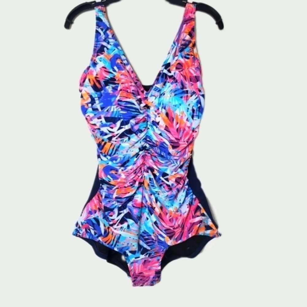 Gabar V Neck Shirred Front Underwire One-Piece Swimsuit